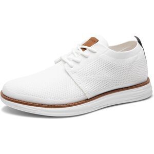 Men's White Rubber Sole Oxfords Lace up Lightweight Flex Breeze Mesh Sneakers